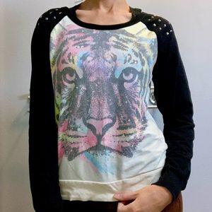Cute tie dye tiger long sleeve shirt / sweater